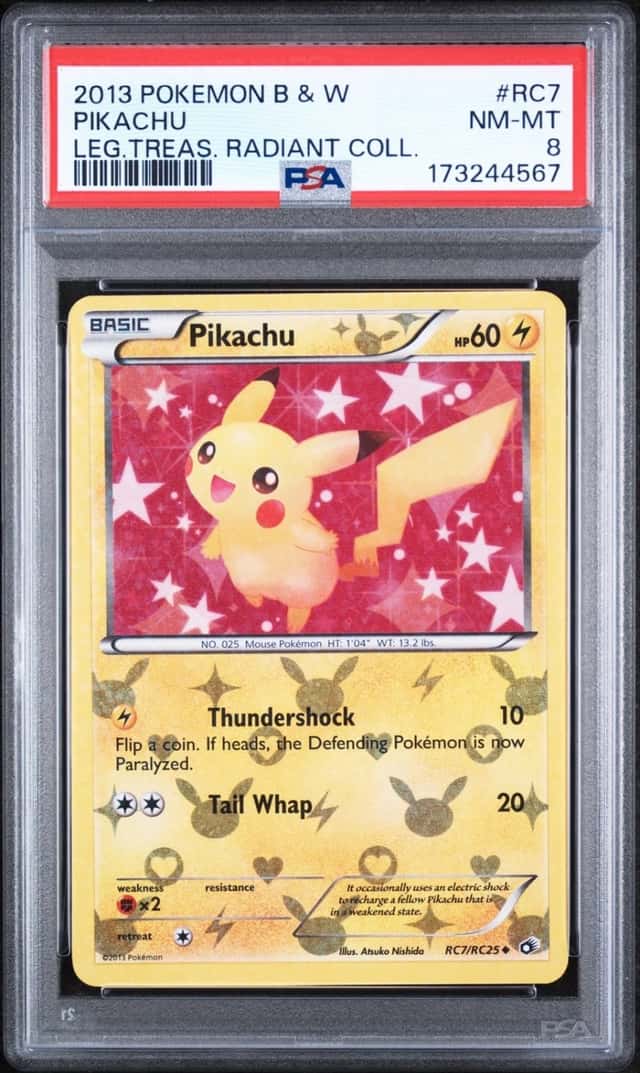 2013 POKEMON BLACK & WHITE LEGENDARY TREASURES RADIANT COLLECTION PIKACHU PSA 8