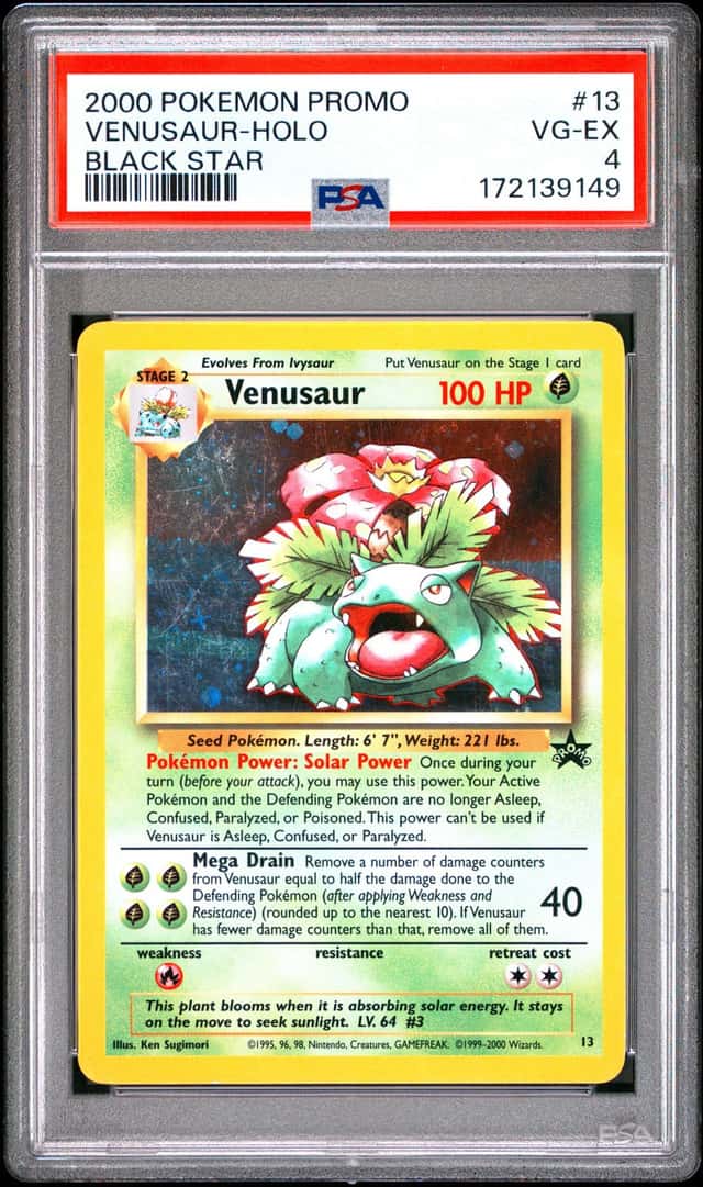 2000 POKEMON PROMO BLACK STAR #13 VENUSAUR-HOLO PSA 4