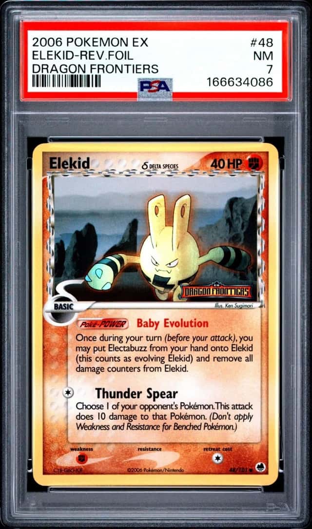 2006 POKEMON EX DRAGON FRONTIERS #48 ELEKID-REVERSE FOIL PSA 7