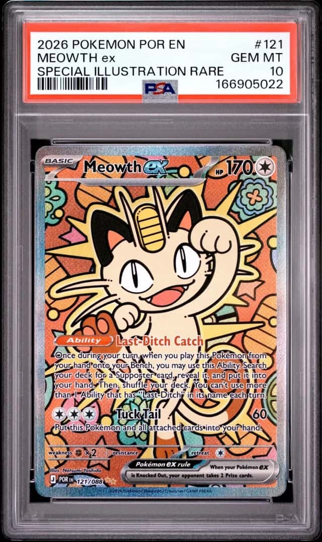 2026 Pokemon Perfect Order Meowth EX Special Illustration Rare PSA 10 #121