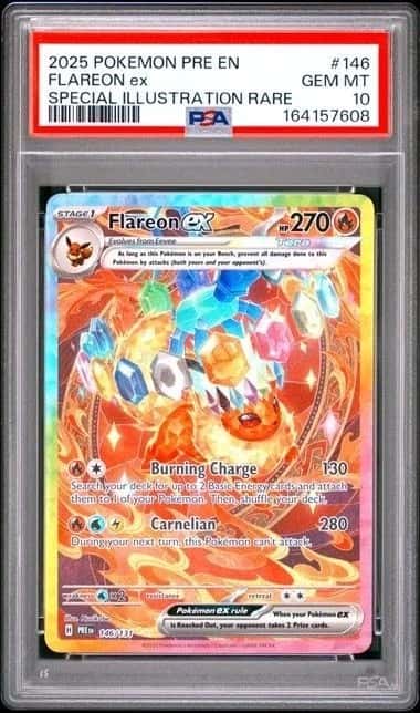 Pokemon 2025 Prismatic Evolutions SIR Flareon ex 146/131 PSA 10