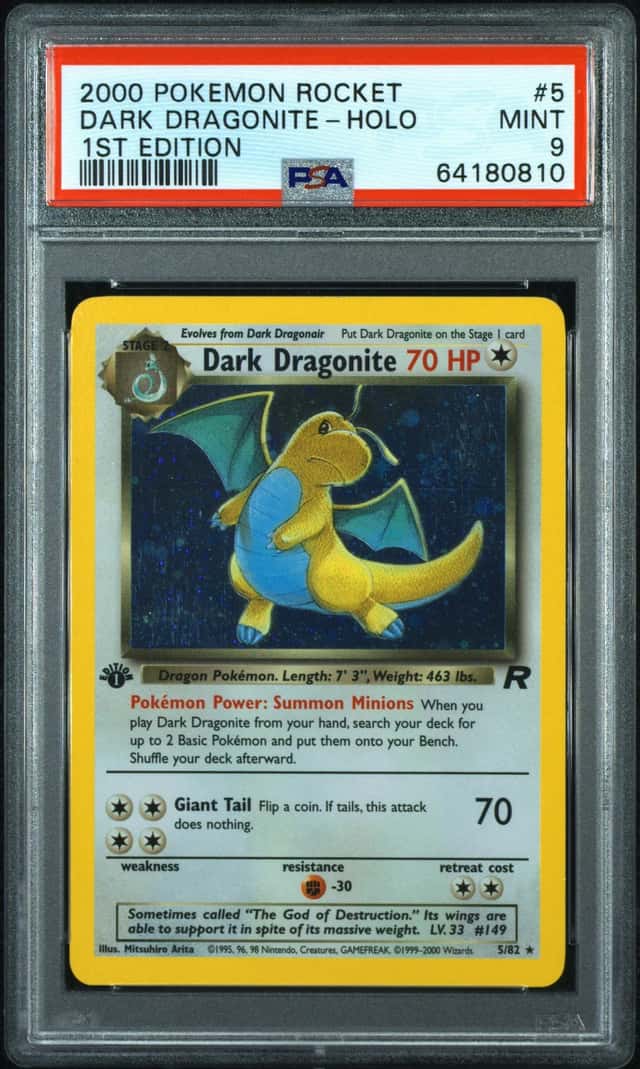 2000 Pokemon Team Rocket First Edition Dark Dragonite Holo #5/82 PSA 9