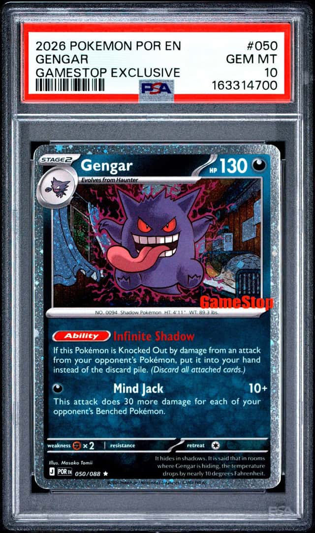 Pokemon Gengar GameStop Exclusive Promo Cosmos Holo #050 PSA 10 Swirls!🍥