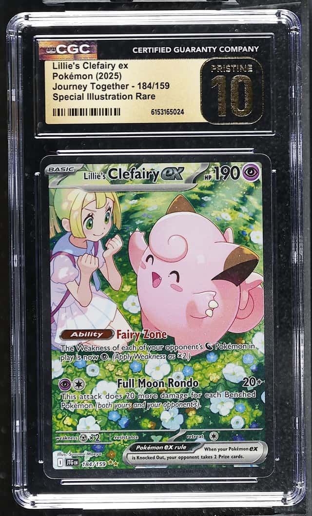 CGC 10 PRISTINE Lillie's Clefairy ex 184/159 Sv09: Journey Together Holo Pokemon