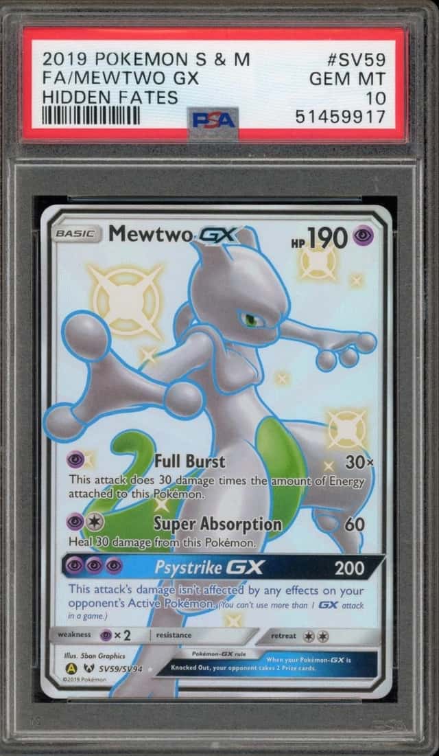 Pokemon Mewtwo Gx Hidden Fates Full Art SV59/SV94 PSA 10 Gem Mint