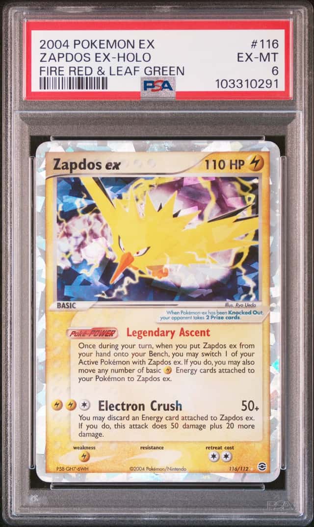 2004 Pokemon ZAPDOS EX #116/112 FireRed & LeafGreen Holo Secret Rare EN PSA 6