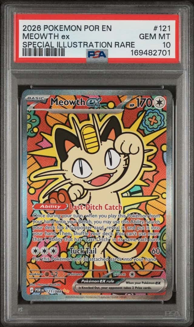 2026 POKEMON POR EN-PERFECT ORDER SPECIAL ILLUSTRATION RARE MEOWTH EX PSA 10