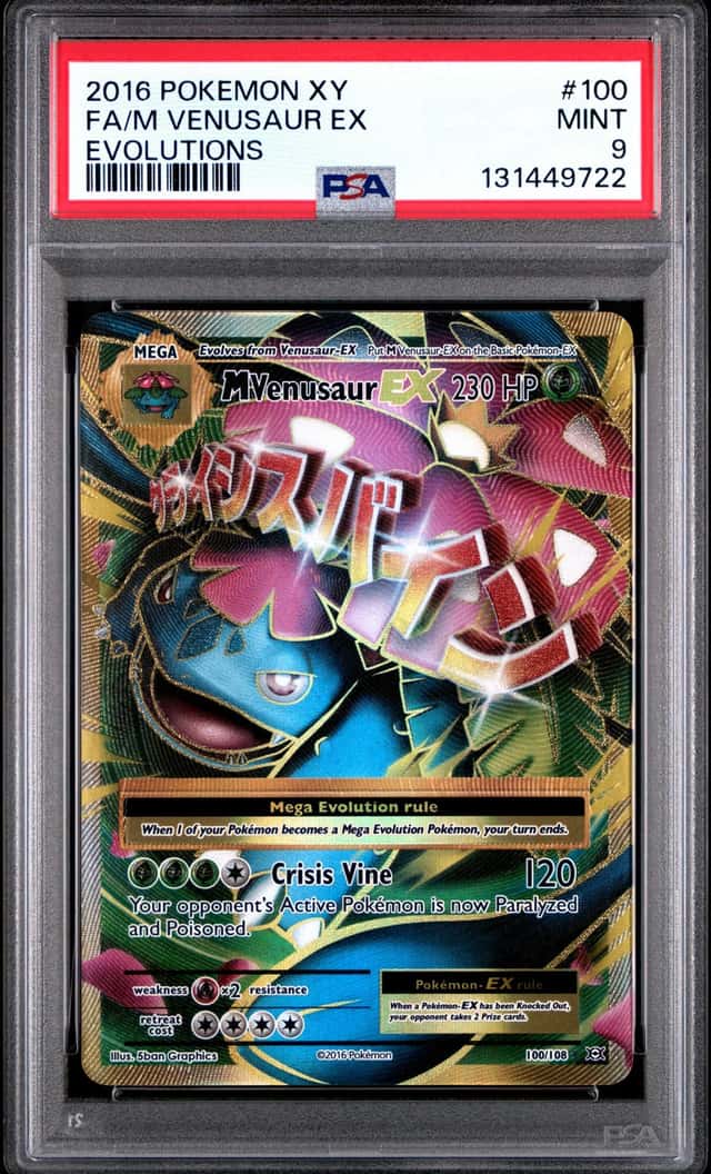 M Venusaur EX (Full Art) 100/108 Pokemon 2016 XY Evolutions Holo PSA 9