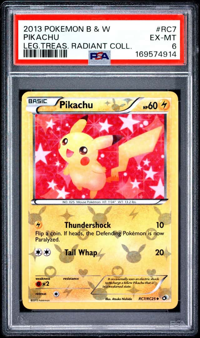 2013 POKEMON BLACK & WHITE LEGENDARY TREASURES RADIANT COLLECTION PIKACHU PSA 6