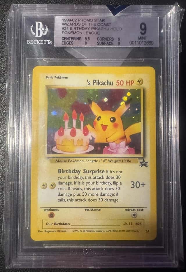 Birthday Pikachu Holo #24 Black Star Promo Pokemon TCG WoTC BGS 9