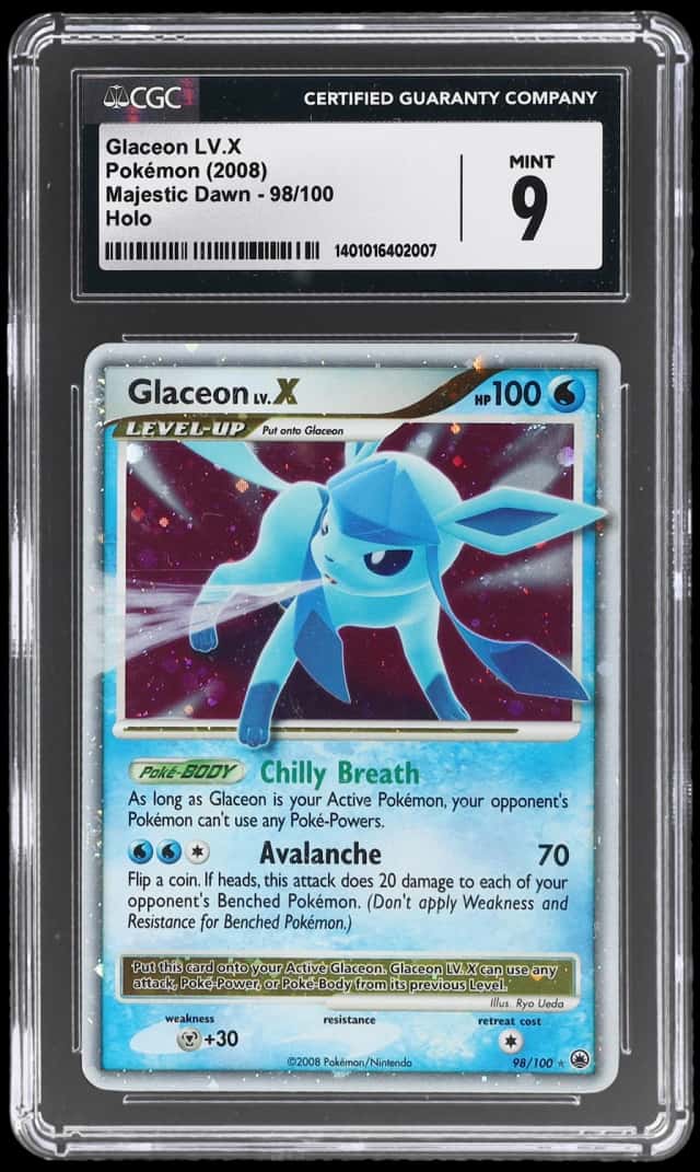 2008 Pokemon Diamond and Pearl Majestic Dawn Holo Glaceon Lv X #98