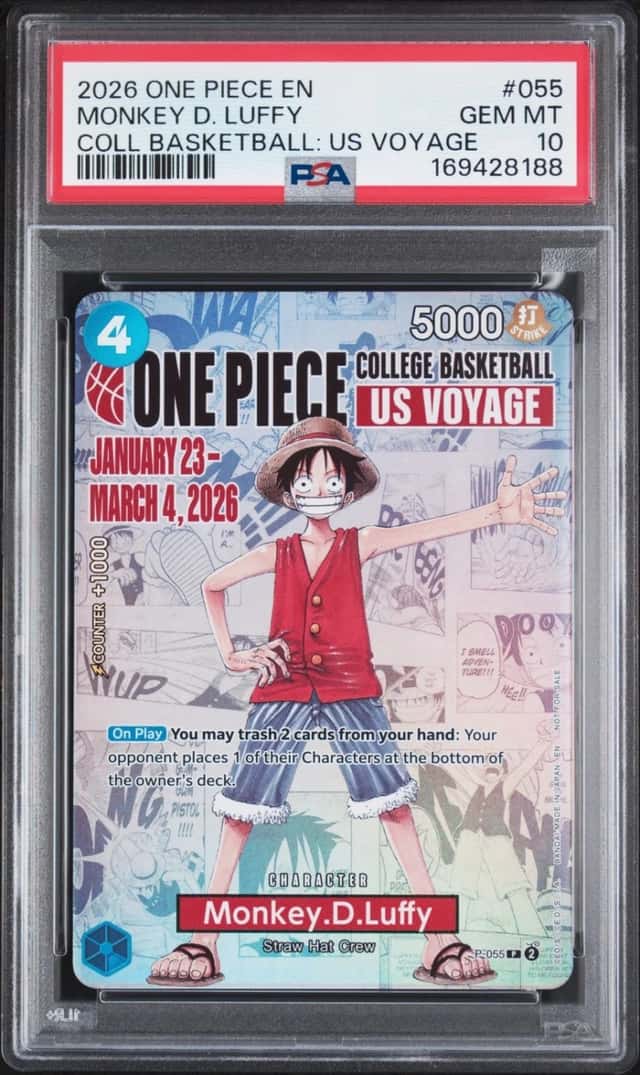 2026 ONE PIECE COLLEGE BASKETBALL: US VOYAGE #055 MONKEY D. LUFFY PSA 10
