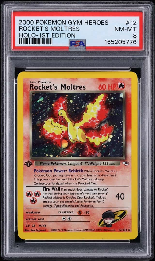 2000 Pokemon Gym Heroes 1st Edition Holo Rocket's Moltres #12 PSA 8 NM-MT