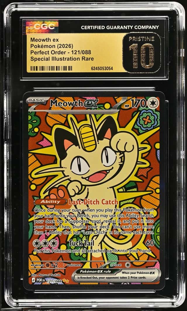 2026 Pokemon Mega Evolution Perfect Order SIR Meowth Ex #121 CGC 10 PRISTINE