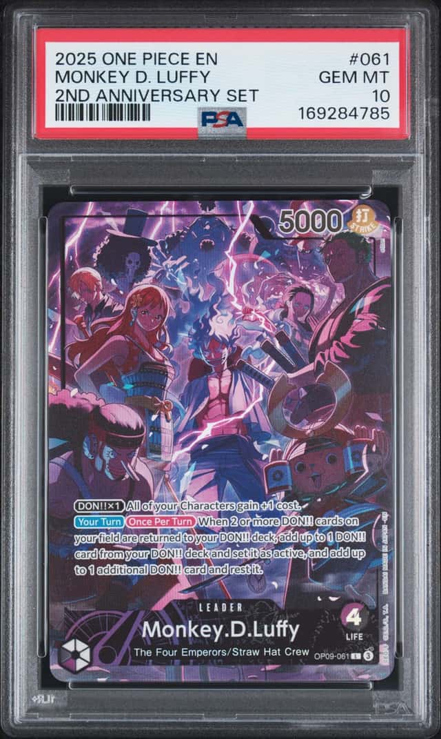 2025 One Piece 2nd Anniversary Set Alt Art Leader Monkey D. Luffy #OP09-061 PSA 10 GEM MINT