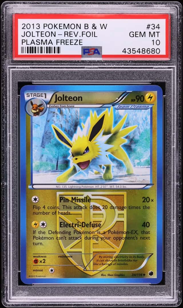 2013 Pokemon Black & White Plasma Freeze Reverse Holo Jolteon #34 PSA 10 GEM MINT