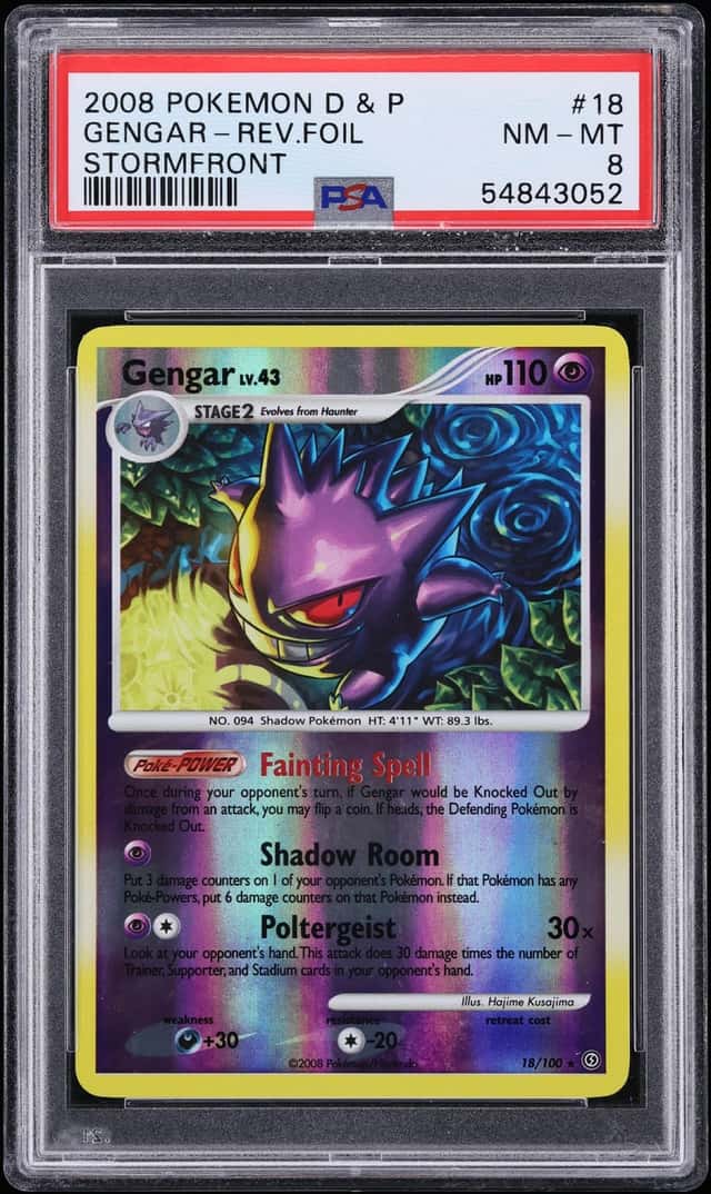 2008 Pokemon Diamond & Pearl Stormfront Reverse Holo Gengar #18 PSA 8 NM-MT