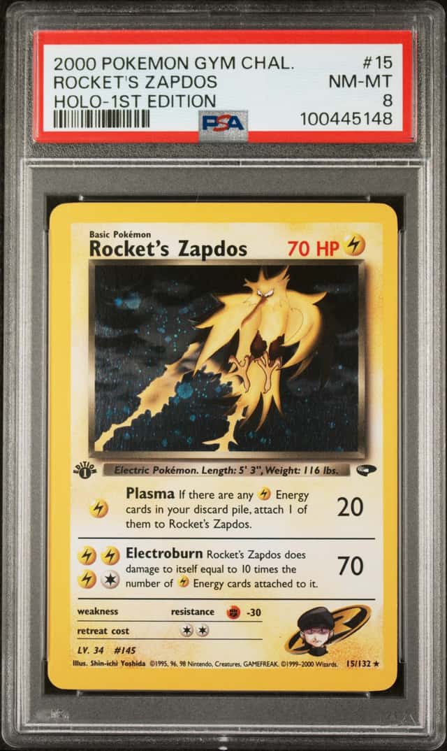 2000 Pokemon Gym Challenge 1st Edition Holo Rocket's Zapdos #15 PSA 8 NM-MT