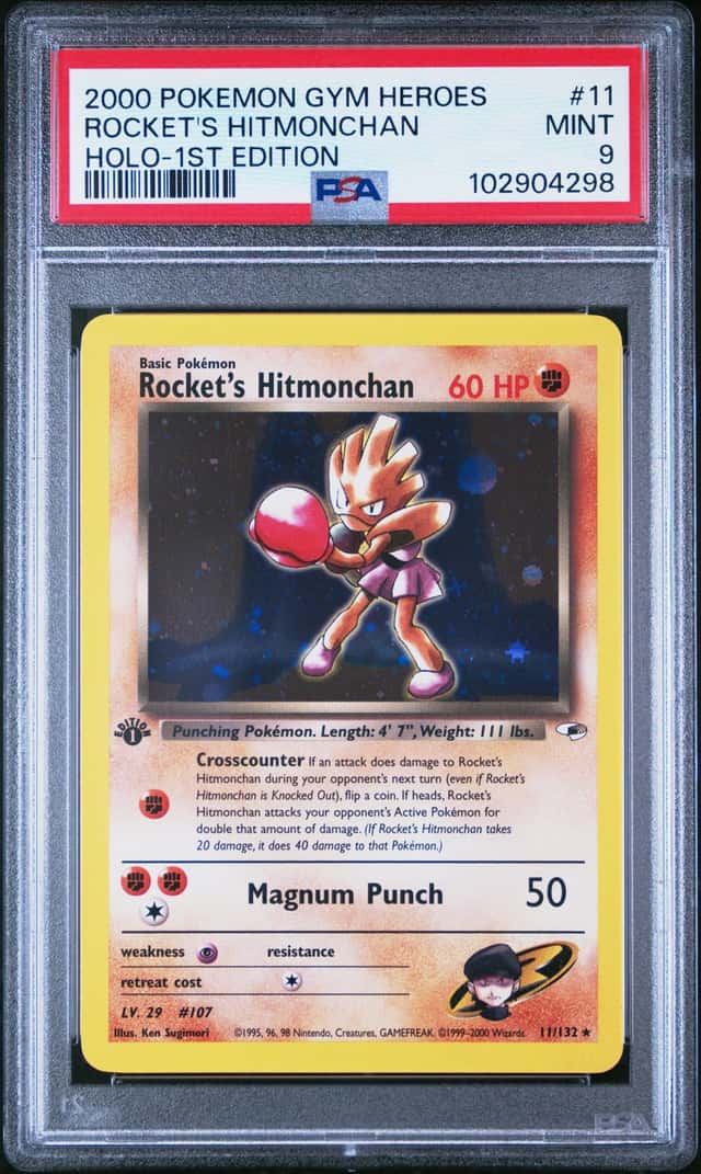 2000 Pokemon Gym Heroes 1st Edition Holo Rocket's Hitmonchan #11 PSA 9 MINT