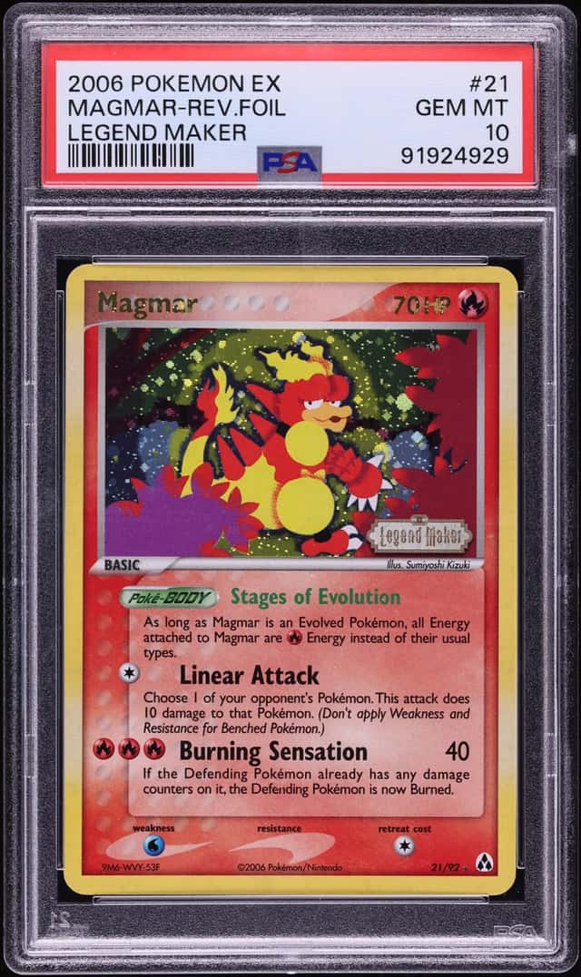 2006 Pokemon EX Legend Maker Reverse Holo Magmar #21 PSA 10 GEM MINT
