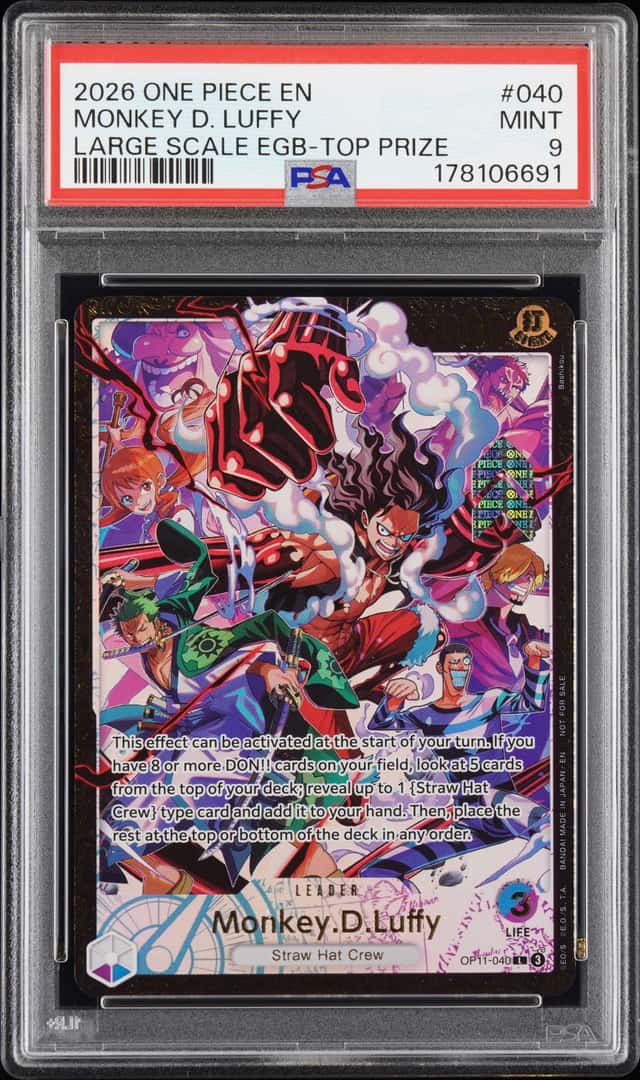 EXTRA GRAND BATTLE TOP 16 MONKEY D LUFFY OP11-040 PSA 9 EGB One Piece Prize Tcg