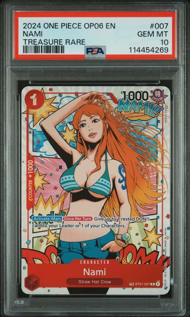Bandai 2024 One Piece CCG OP06 EN Nami #007 Treasure Rare Foil PSA 10