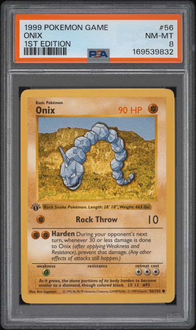 1999 POKEMON BASE SET 1ST EDITION #56 ONIX PSA 8
