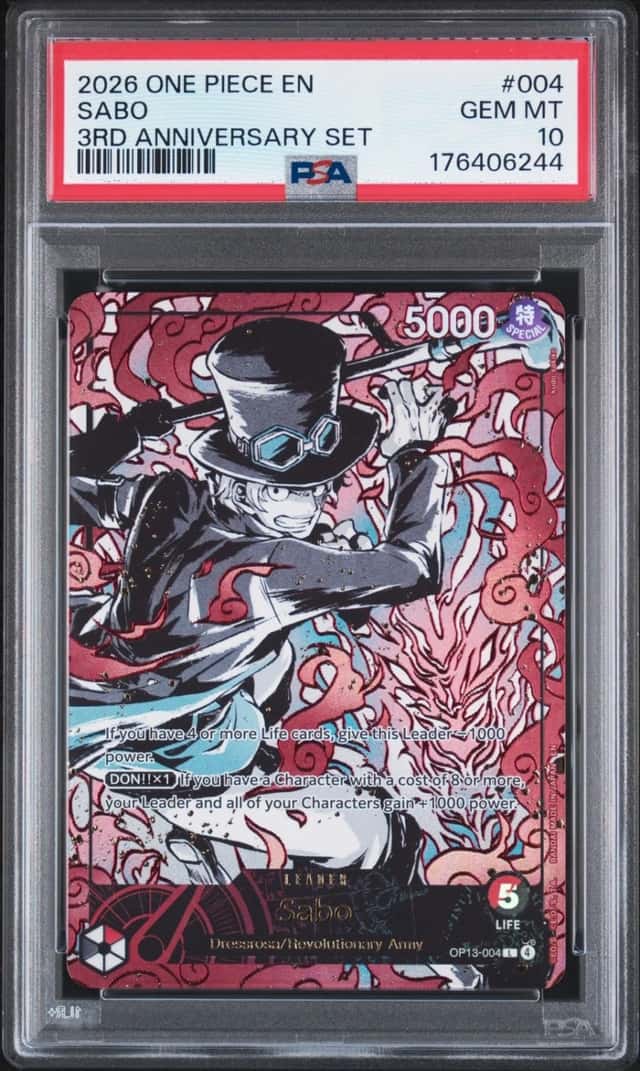 2026 ONE PIECE ENGLISH VERSION 3RD ANNIVERSARY SET #004 SABO PSA 10