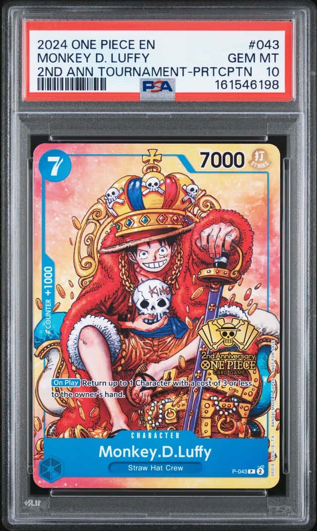 MONKEY D. LUFFY PSA 10 2024 ONE PIECE 2ND ANN TOURNAMENT #P-043 PARTICIPATION 98