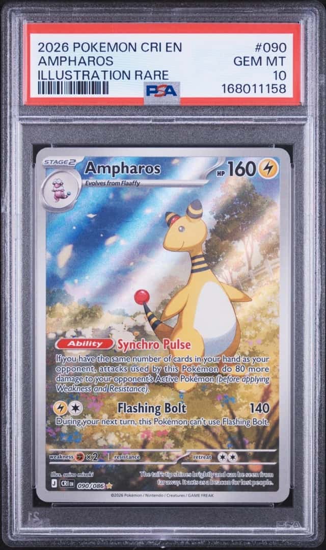 2026 POKEMON CRI EN-CHAOS RISING ILLUSTRATION RARE #090 AMPHAROS PSA 10