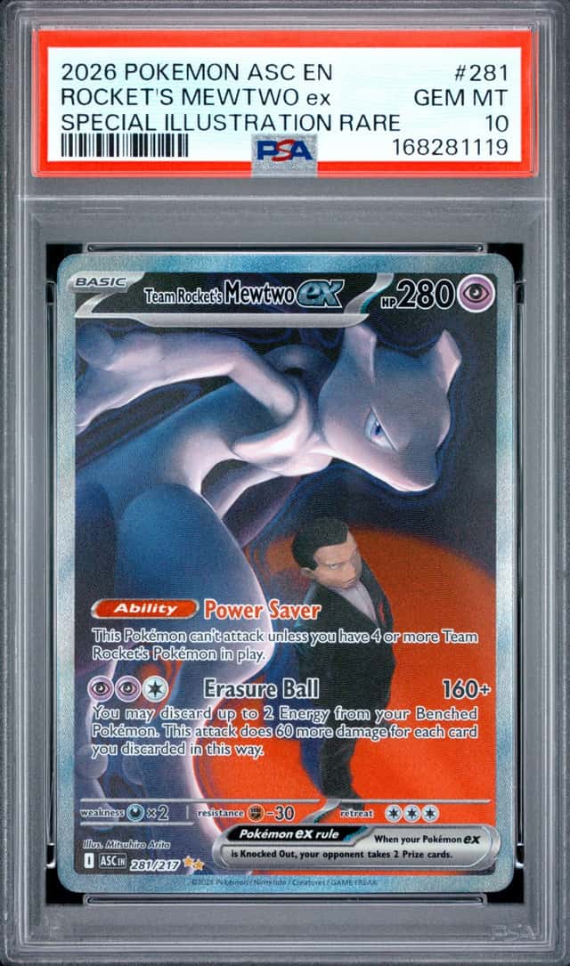 2026 POKEMON ASC SPECIAL ILLUSTRATION RARE #281 TEAM ROCKET'S MEWTWO EX PSA 10
