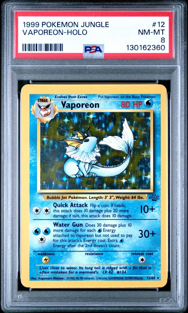 Pokemon Jungle Vaporeon 12/64 Holo 1999 PSA 8