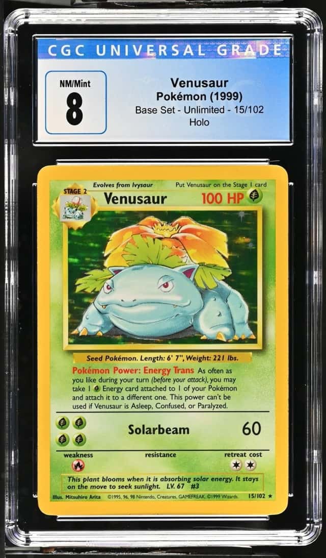 Pokemon Venusaur Base Set Unlimited 15/102 Holo CGC 8