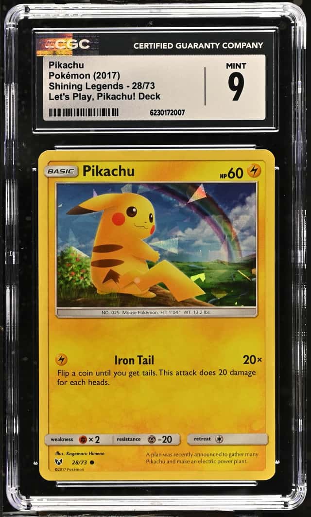 Pokemon Slab Pikachu Let’s Play Cracked Ice Holo 28/73 CGC 9