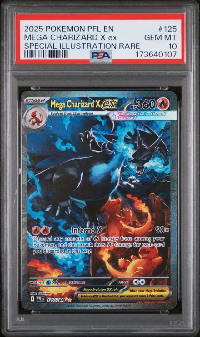 2025 POKEMON PFL SPECIAL ILLUSTRATION RARE #125 MEGA CHARIZARD X EX PSA 10