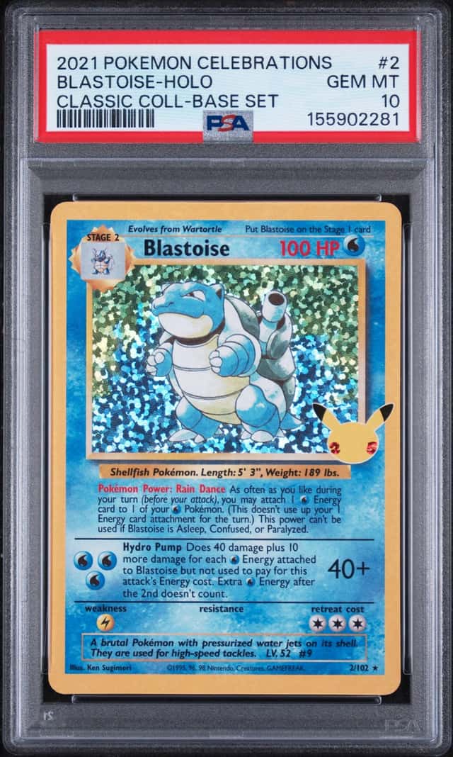 2021 POKEMON CELEBRATIONS #2/102 BLASTOISE HOLO CLASSIC COLL PSA 10