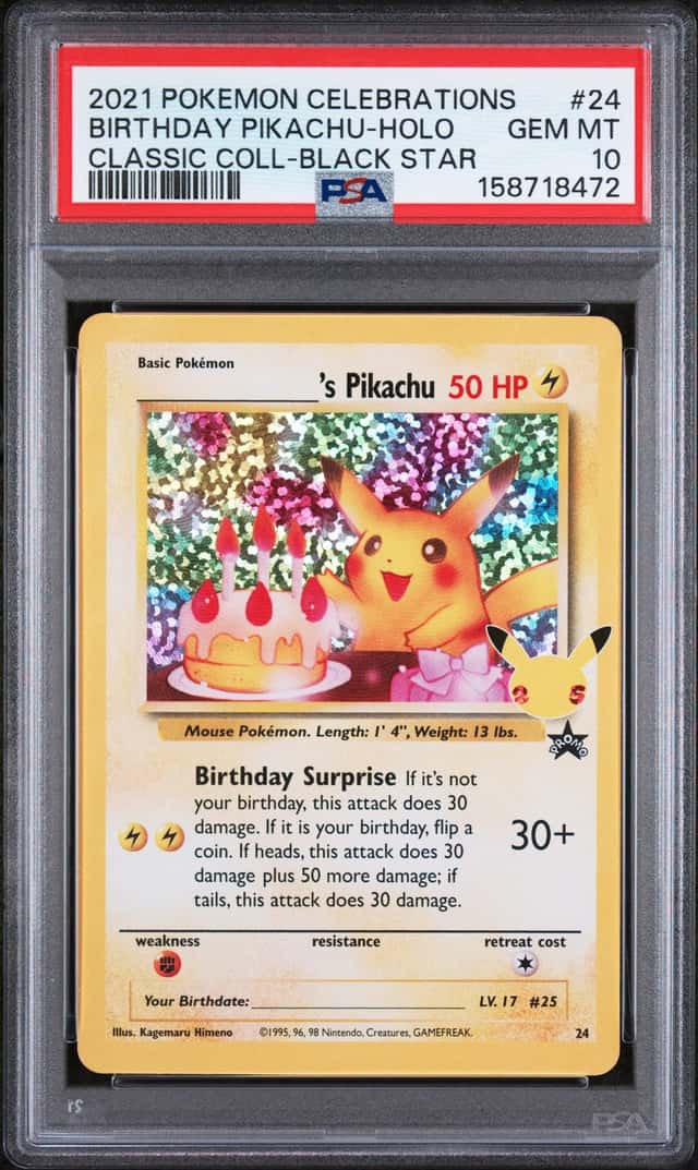 Pokemon Birthday Pikachu Holo Celebrations Classic Coll. 24 PSA 10 Gem Mint