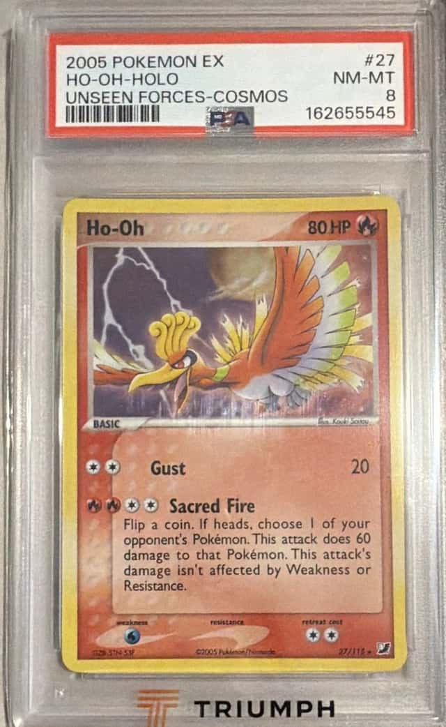 Pokemon PSA 8 Ho-Oh 27/115 EX Unseen Forces Reverse Holo POP 165!!