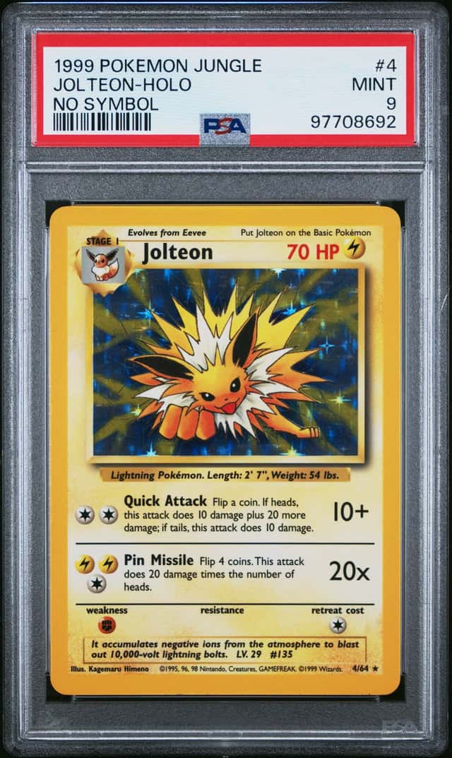 1999 POKEMON JUNGLE #4 JOLTEON-HOLO NO SYMBOL PSA 9 MINT