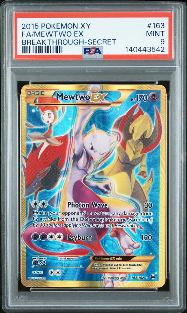Pokemon TCG 2015 XY Breakthrough Mewtwo EX 163 Secret Rare Full Art PSA 9