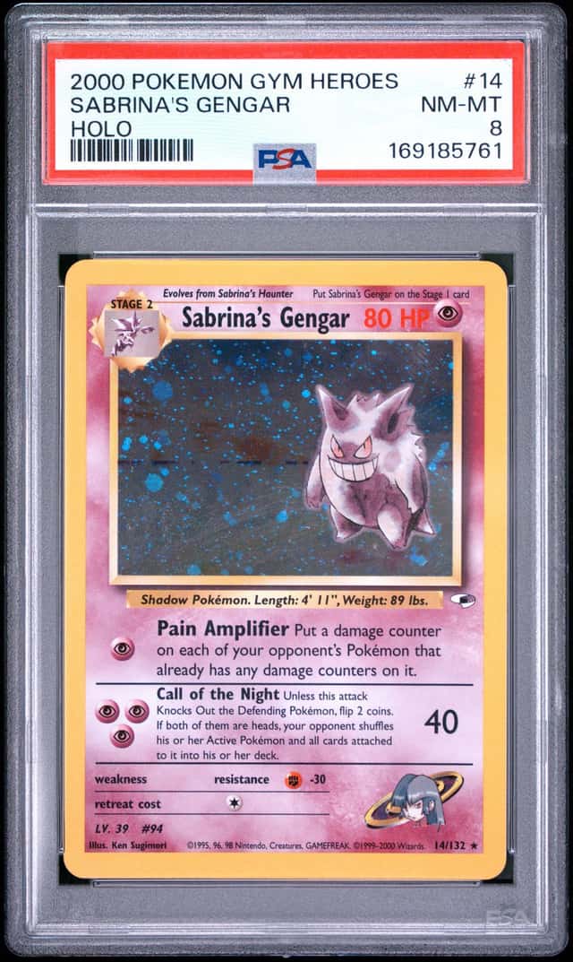 2000 POKEMON GYM HEROES HOLO #14 SABRINA'S GENGAR PSA 8