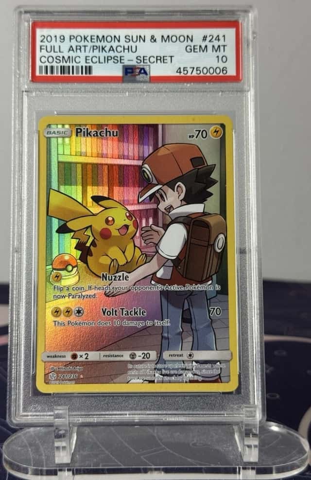 Pikachu 241/236 Secret Rare Full Art Holo Cosmic Eclipse 2019 PSA 10