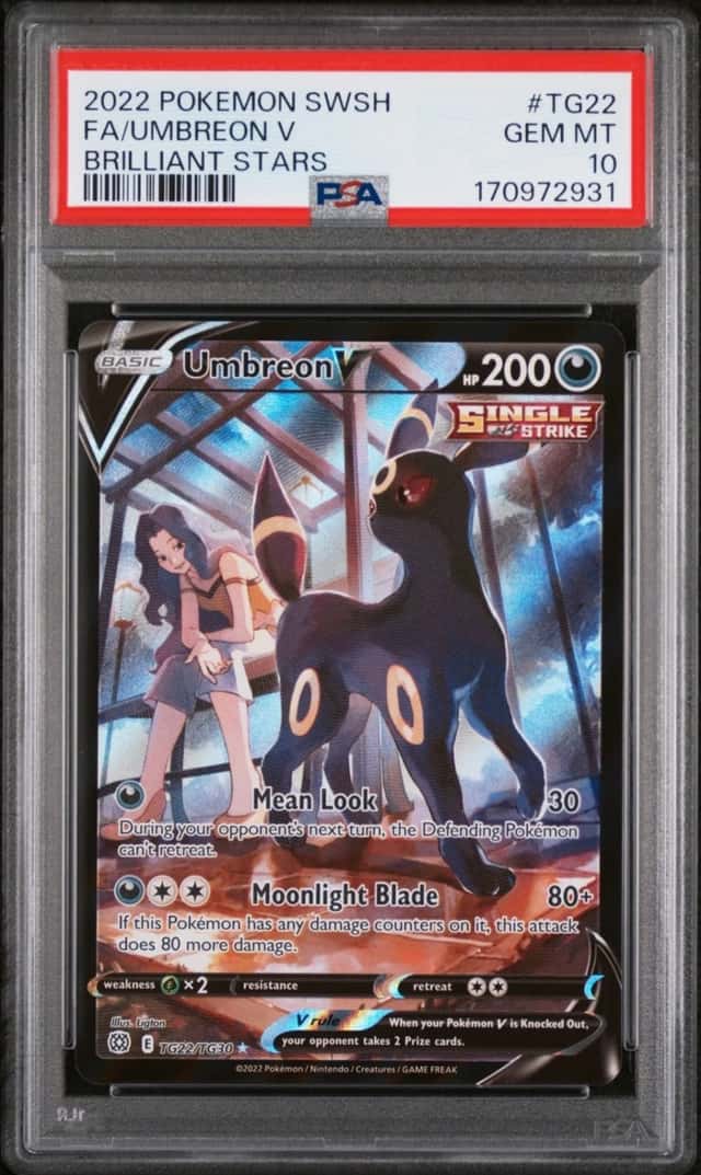 2022 POKEMON SWORD & SHIELD BRILLIANT STARS #TG22 FULL ART/UMBREON V PSA 10