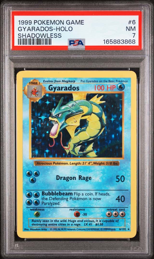 1999 Pokemon Base Set Shadowless Gyarados Holo #6 PSA 7 NM WOTC Vintage