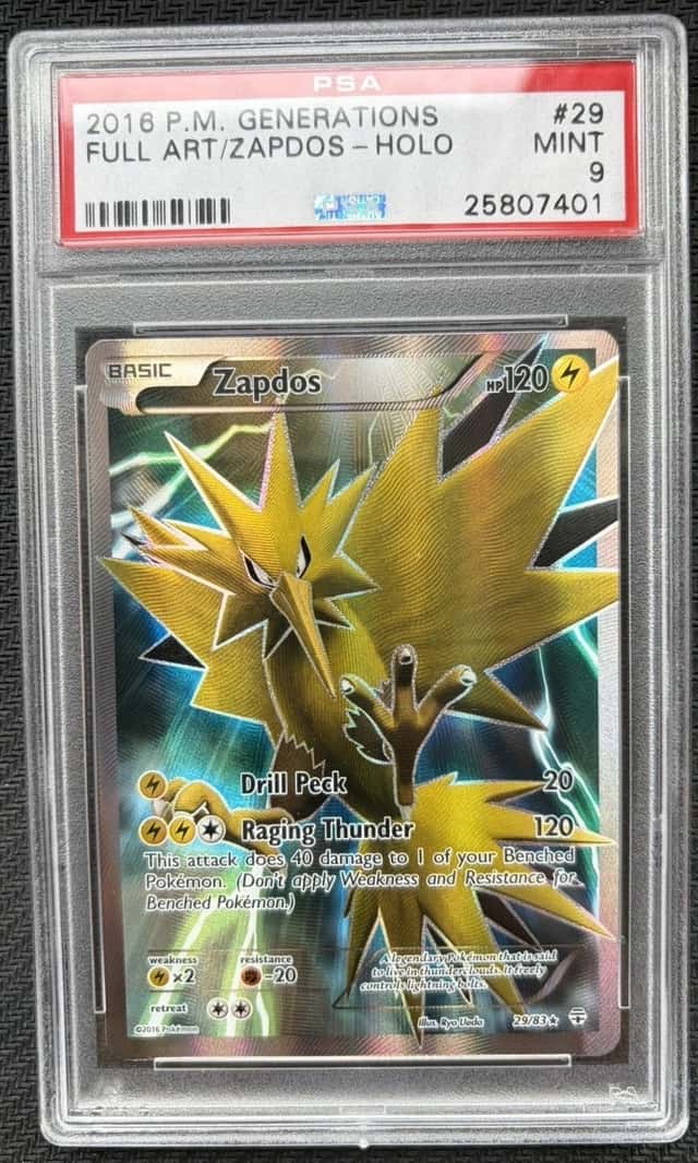 Pokémon TCG Zapdos 29/83 XY Generations Full Art Ultra Rare 2016 - PSA 9 Mint