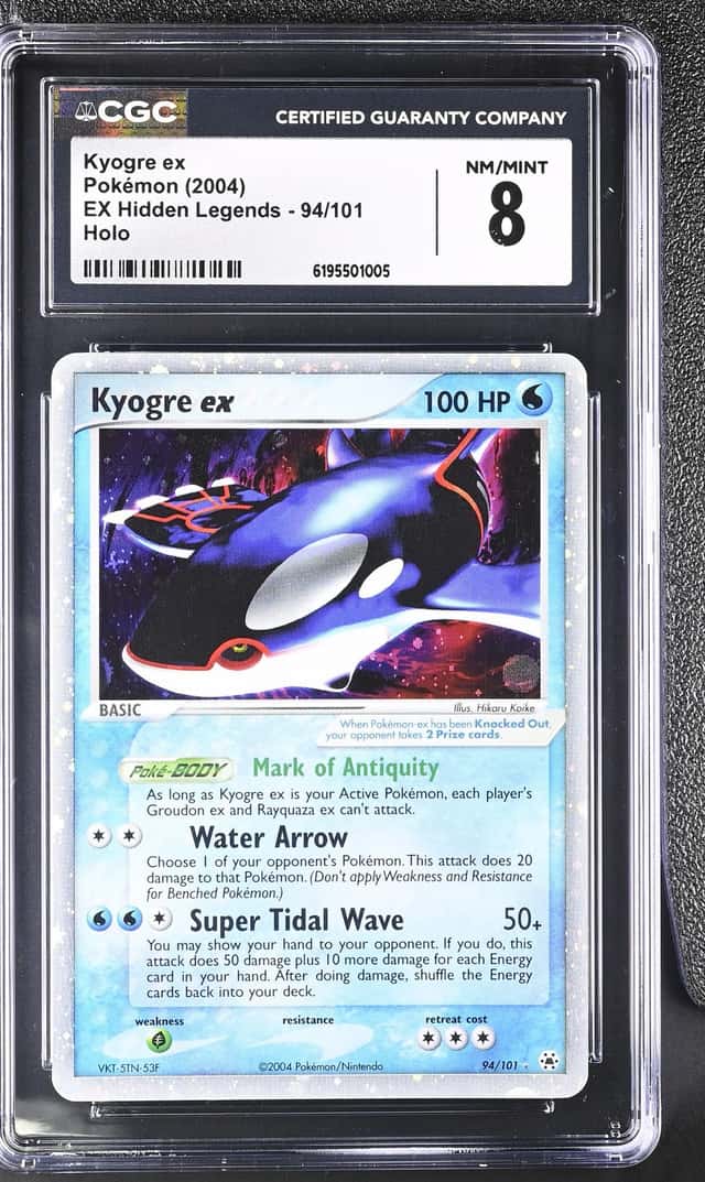 Kyogre ex 2004 EX Hidden Legends #94/101 Holo CGC 8 Pokemon TCG Card