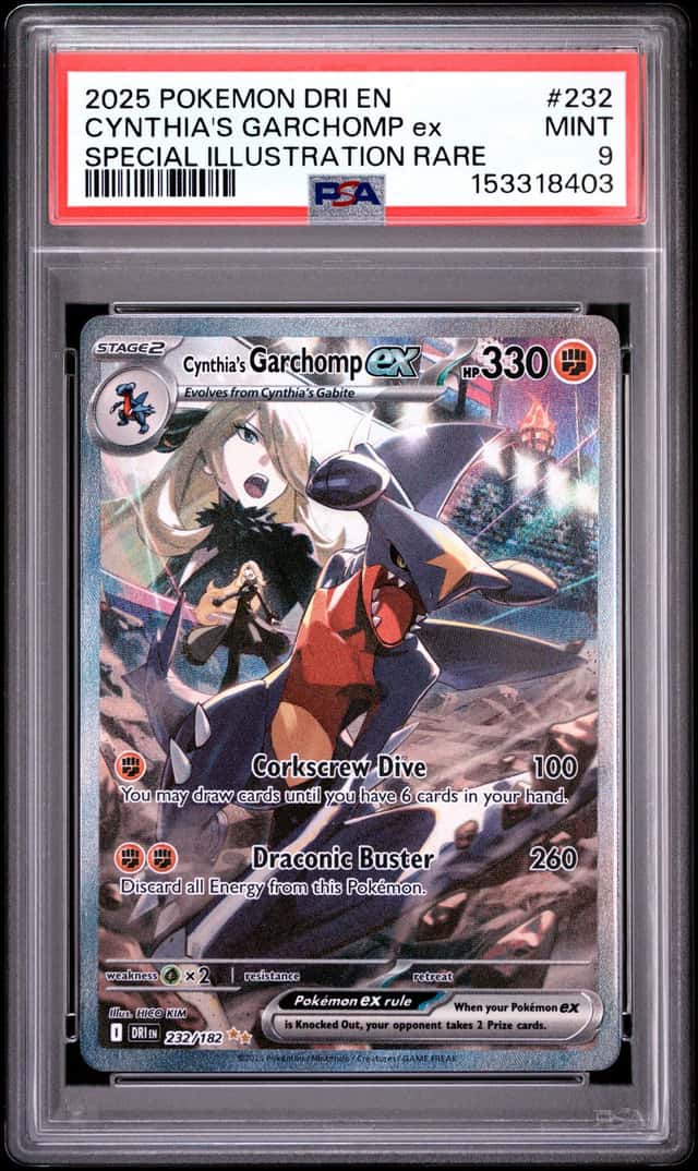 CYNTHIAS GARCHOMP EX 2025 POKEMON DESTINED RIVALS 232/182 SIR PSA 9 Q3963-6