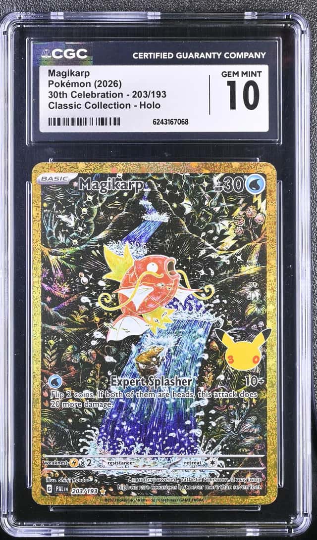 MAGIKARP 2023 POKEMON 30TH 203/193 CLASSIC COLLECTION HOLO CGC 10 GEM Q7128