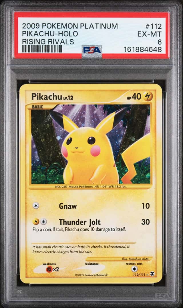 2009 Pokemon Pikachu Holo 112/111 Rising Rivals Secret Rare PSA 6 EX-MT