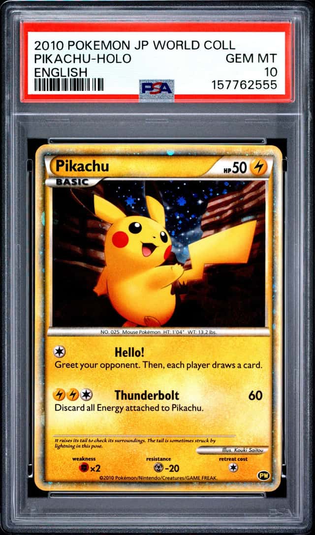 Pokemon PSA 10 Pikachu Holo 2010 Pikachu World Collection English